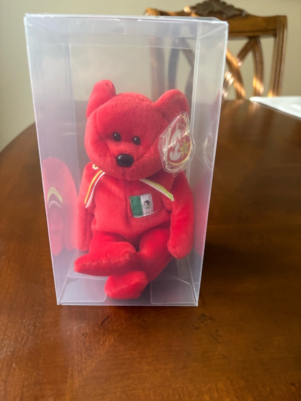 Ty Osito Beanie Baby Red Plush Bear with Heart-Shaped Tag